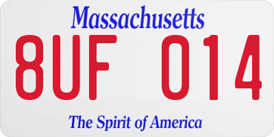 MA license plate 8UF014