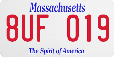 MA license plate 8UF019