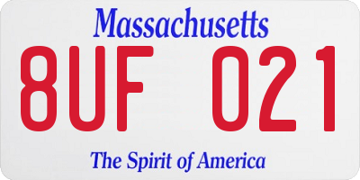 MA license plate 8UF021