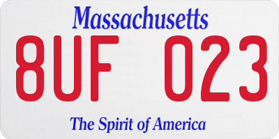 MA license plate 8UF023