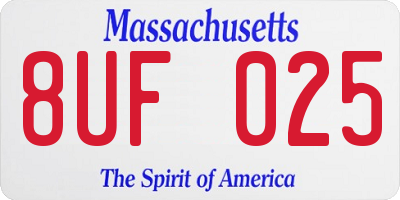 MA license plate 8UF025