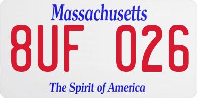 MA license plate 8UF026