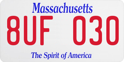MA license plate 8UF030