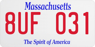 MA license plate 8UF031