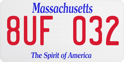 MA license plate 8UF032