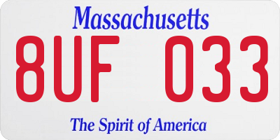 MA license plate 8UF033