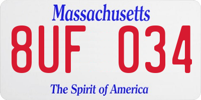 MA license plate 8UF034