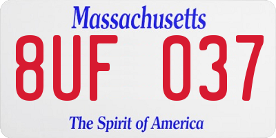 MA license plate 8UF037