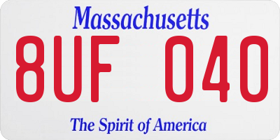 MA license plate 8UF040