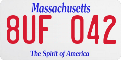 MA license plate 8UF042