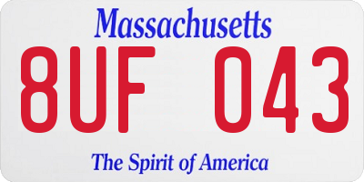 MA license plate 8UF043