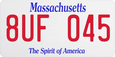 MA license plate 8UF045