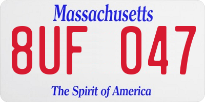 MA license plate 8UF047