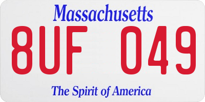 MA license plate 8UF049