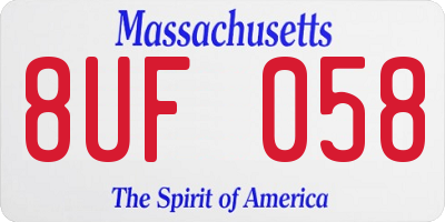 MA license plate 8UF058