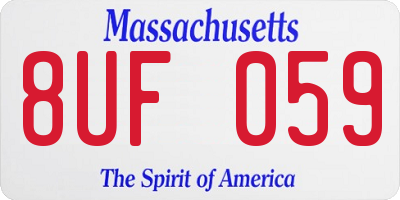 MA license plate 8UF059