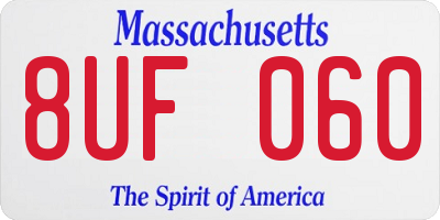 MA license plate 8UF060