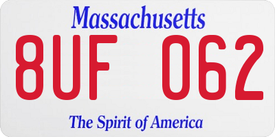 MA license plate 8UF062