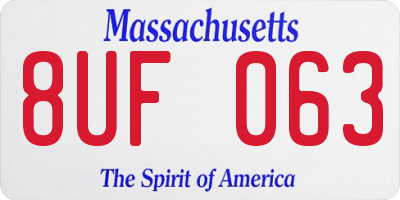 MA license plate 8UF063