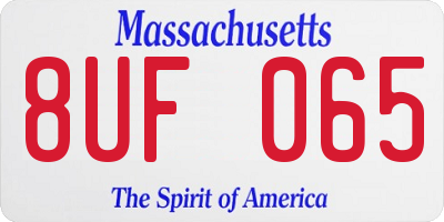 MA license plate 8UF065