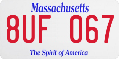 MA license plate 8UF067