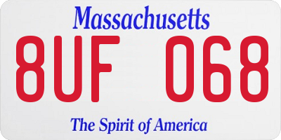 MA license plate 8UF068
