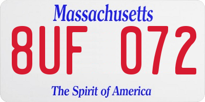 MA license plate 8UF072