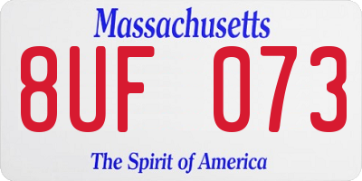 MA license plate 8UF073