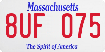 MA license plate 8UF075