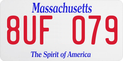 MA license plate 8UF079