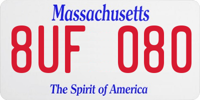 MA license plate 8UF080