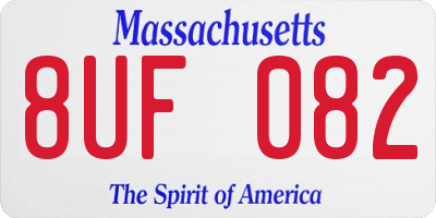 MA license plate 8UF082