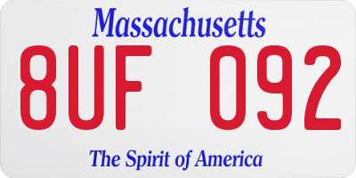 MA license plate 8UF092