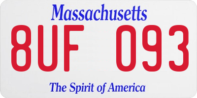 MA license plate 8UF093