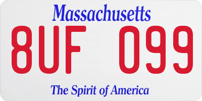 MA license plate 8UF099
