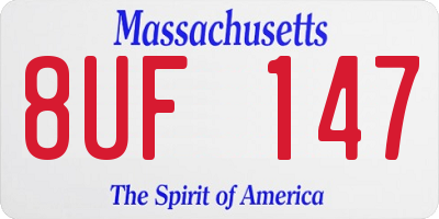 MA license plate 8UF147