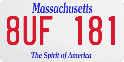 MA license plate 8UF181