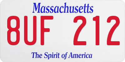 MA license plate 8UF212