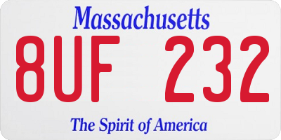 MA license plate 8UF232