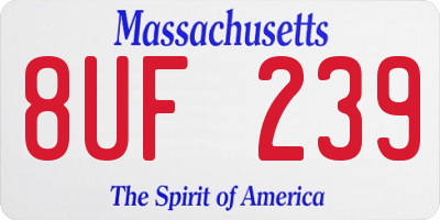 MA license plate 8UF239