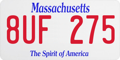 MA license plate 8UF275