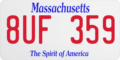 MA license plate 8UF359