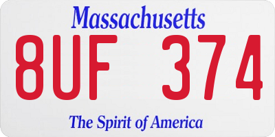 MA license plate 8UF374