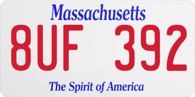 MA license plate 8UF392