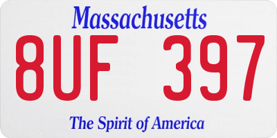 MA license plate 8UF397