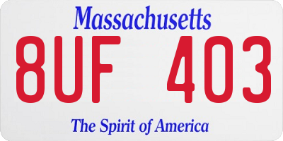 MA license plate 8UF403