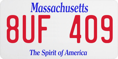MA license plate 8UF409