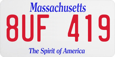 MA license plate 8UF419