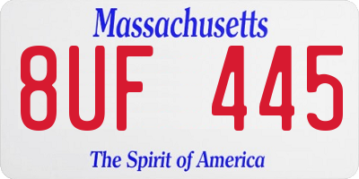 MA license plate 8UF445