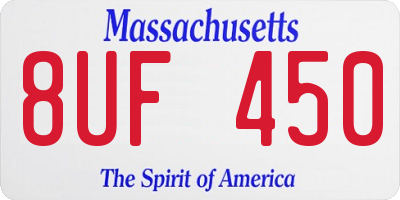 MA license plate 8UF450